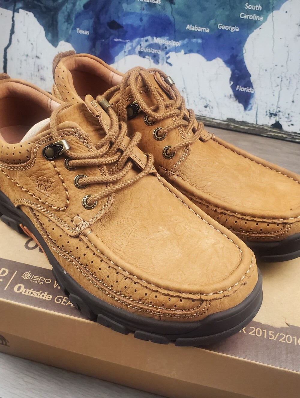 Camel Crown Men's Leather Moc Toe Lace Up Shoes Brown Size 10M NIB
